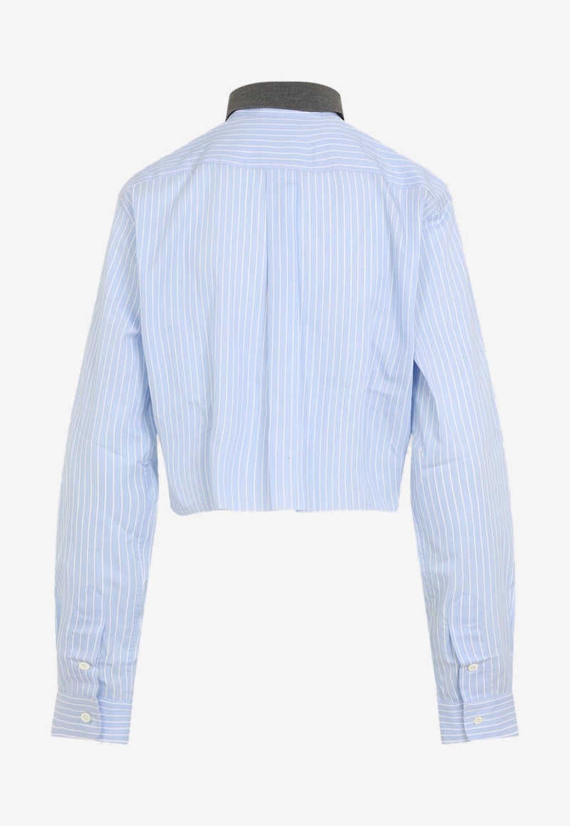 Logo Striped Cropped Shirt