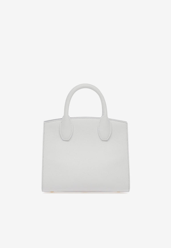 Salvatore Ferragamo Small Studio Box Top Handle Bag in Calf Leather 211424 ST BOX MINI 763261 OPTIC WHITE White