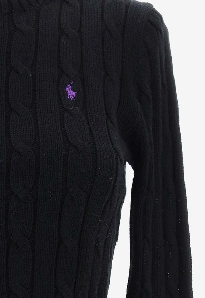 Polo Ralph Lauren Logo Embroidered Cable Knit Sweater Black 211891640_000_011