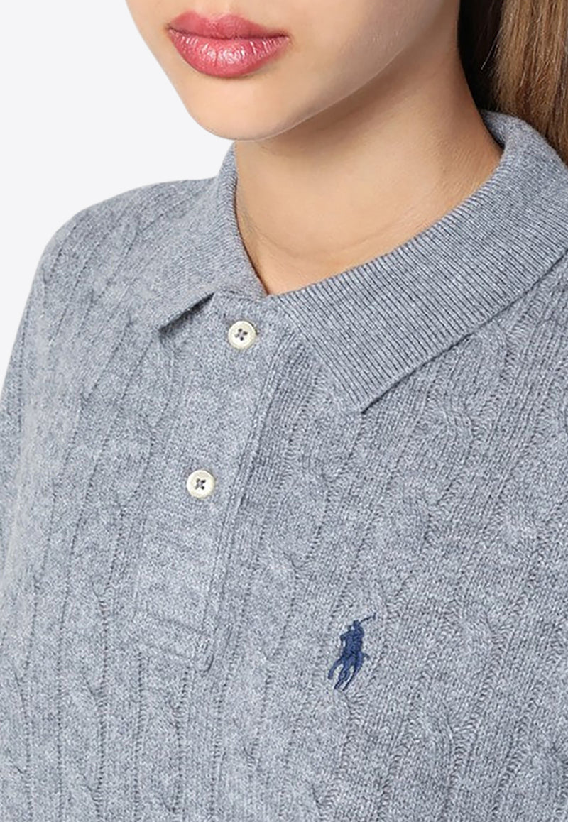 Polo Ralph Lauren Wool and Cashmere Plaited Polo Sweater Gray 211910158006WO/P_POLOR-GH