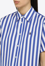 Polo Ralph Lauren Logo Embroidered Striped Shirt Blue 211925085CO/O_POLOR-BU