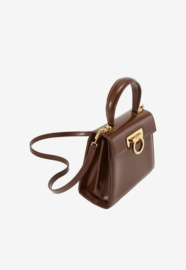 Salvatore Ferragamo Small Iconic Top Handle Bag in Calf Leather 212193 TOP HANDLE S 762840 COCOA BROWN Brown