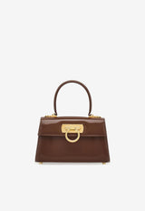 Salvatore Ferragamo Small Iconic Top Handle Bag in Calf Leather 212958 T HANDLE EW 762842 COCOA BROWN Brown