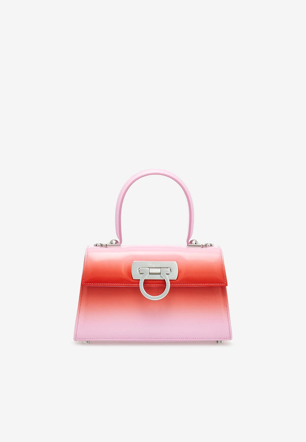 Salvatore Ferragamo Small Iconic Top Handle Bag in Calf Leather 212958 T HANDLE EW 763010 BUBBLE GUM Pink