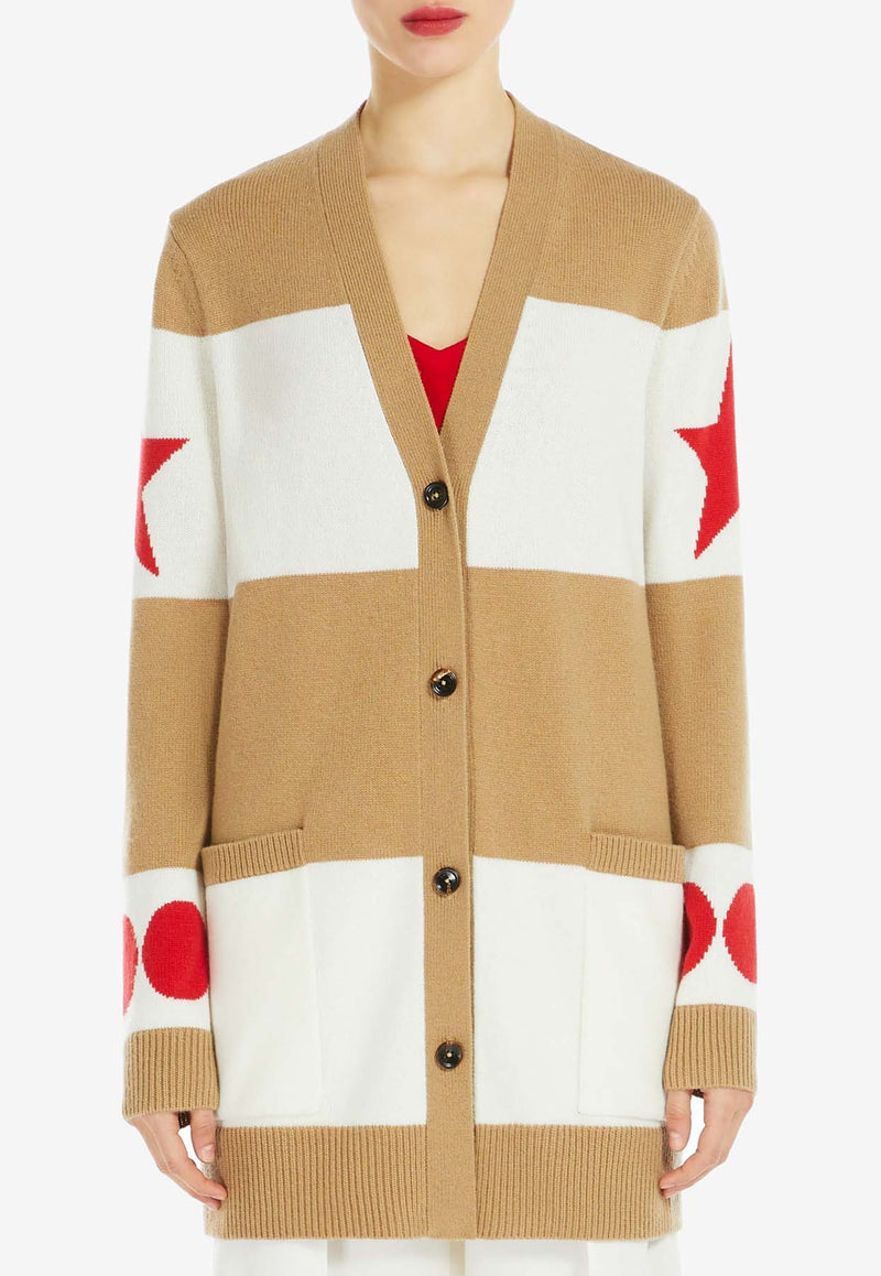 Max Mara Valido Wool Cashmere Striped Cardigan Camel 21346031600_000_007