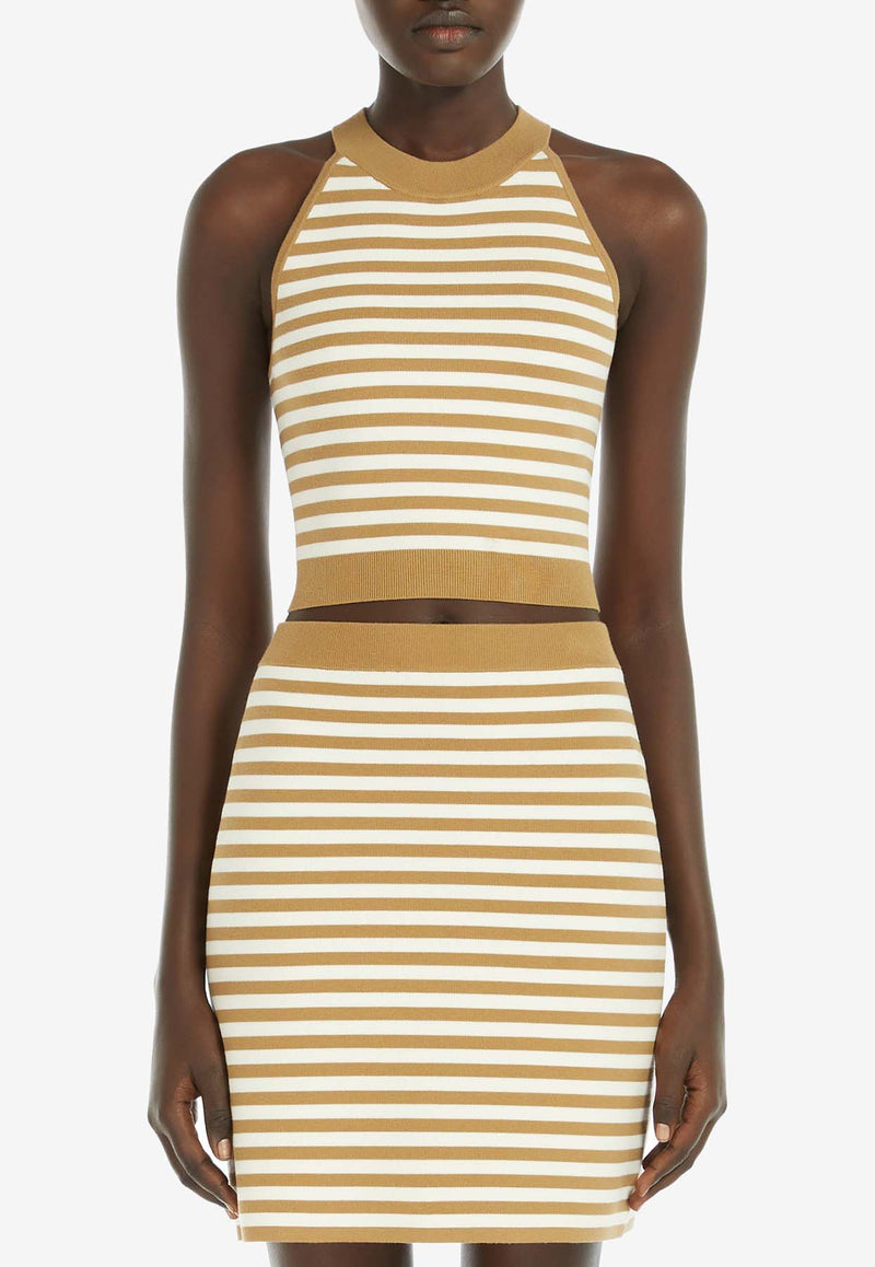 Max Mara Tenna Striped Halterneck Top Honey 21366061600_000_008