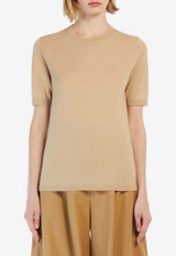 Max Mara Warren Silk and Cashmere Fine Knit Top Ecru 21366101600_000_002