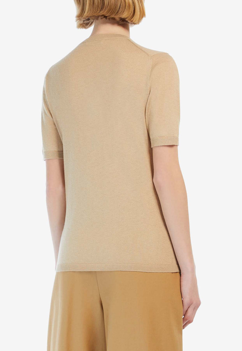 Max Mara Warren Silk and Cashmere Fine Knit Top Ecru 21366101600_000_002