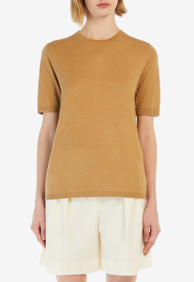 Max Mara Warren Silk and Cashmere Fine Knit Top Camel 21366101600_000_003