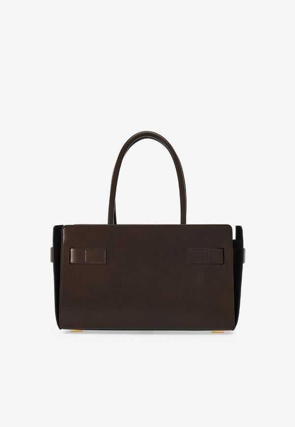 Salvatore Ferragamo Medium Leather Tote Bag 214465 ARCH TH M 764639 BROWN BLACK Brown
