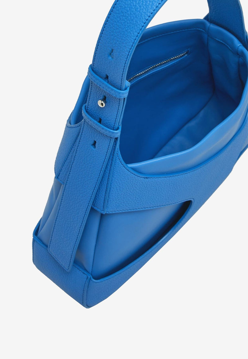 Salvatore Ferragamo Medium Leather Shoulder Bag with Cut-Outs Blue
