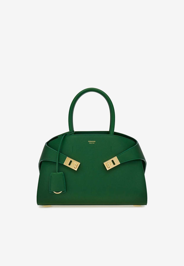 Salvatore Ferragamo Medium Hug Leather Top Handle Bag Green 215608 HUG TH S 773196 FOREST GREEN