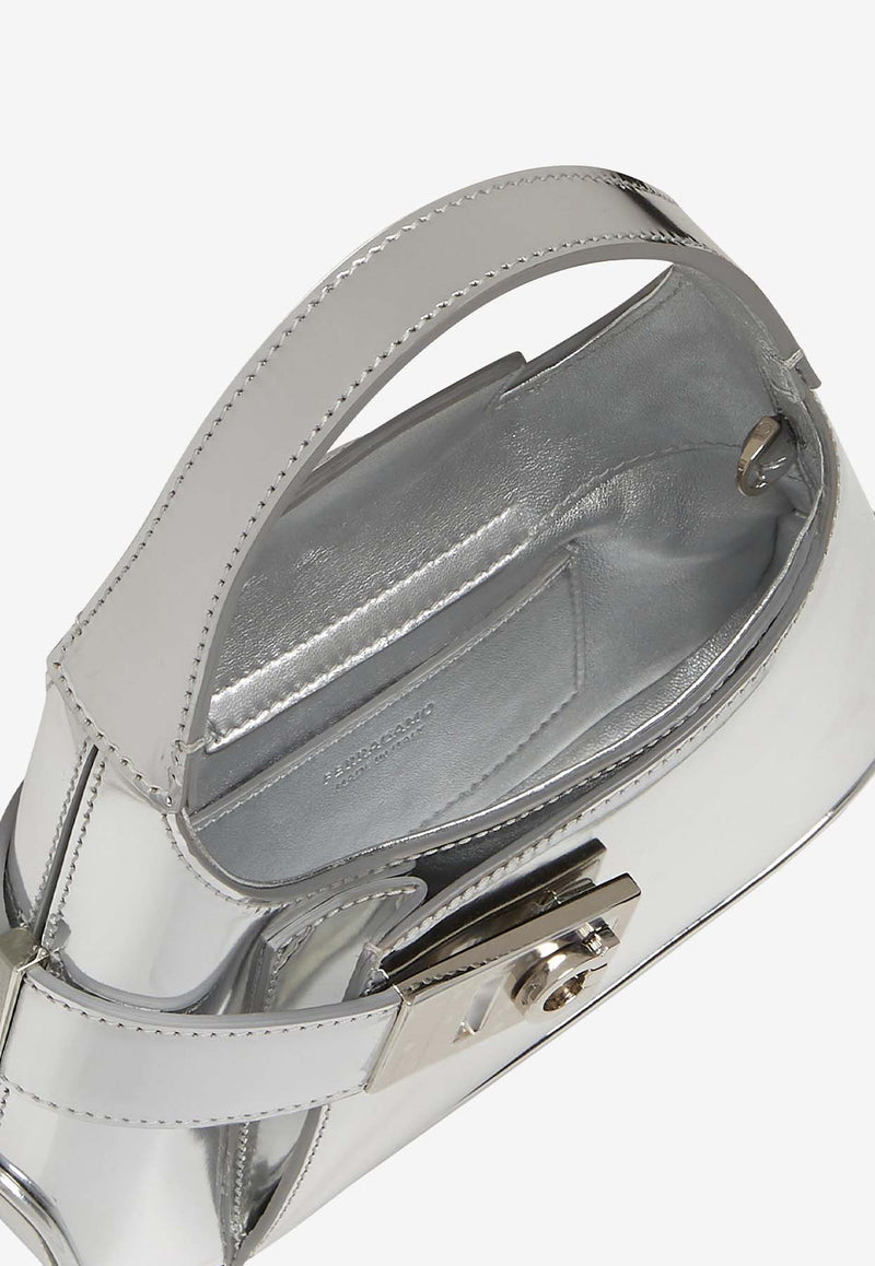 Salvatore Ferragamo Mini Metallic Leather Hobo Bag 215943 ARCH SH MIN 769141 ARGENTO