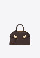 Ferragamo XS Hug Hammered Leather Top Handle Bag Brown 215975 HUG MINI 778490 TESTA DI M