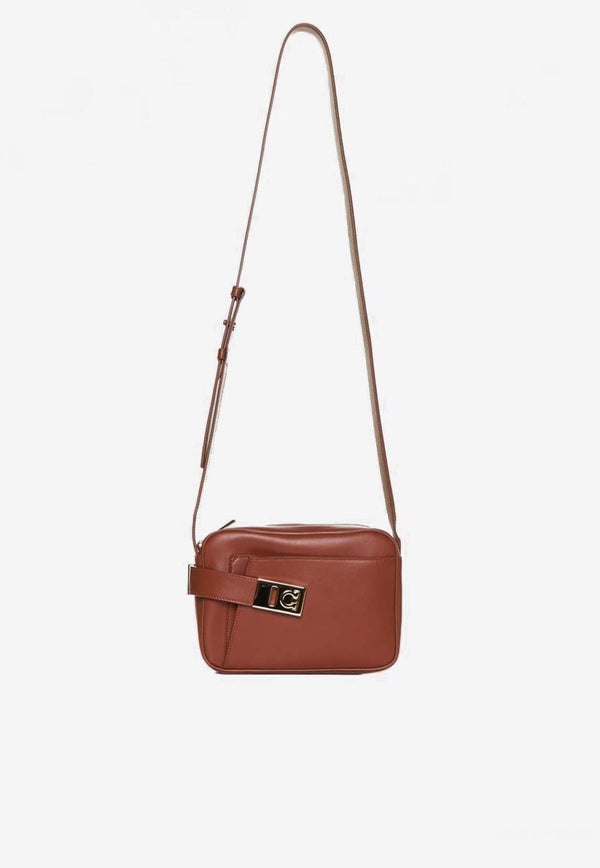 Salvatore Ferragamo Archive Gancini Calf Leather Camera Bag Cognac 216292 ARCHIVE CC 774675 NEW COGNAC