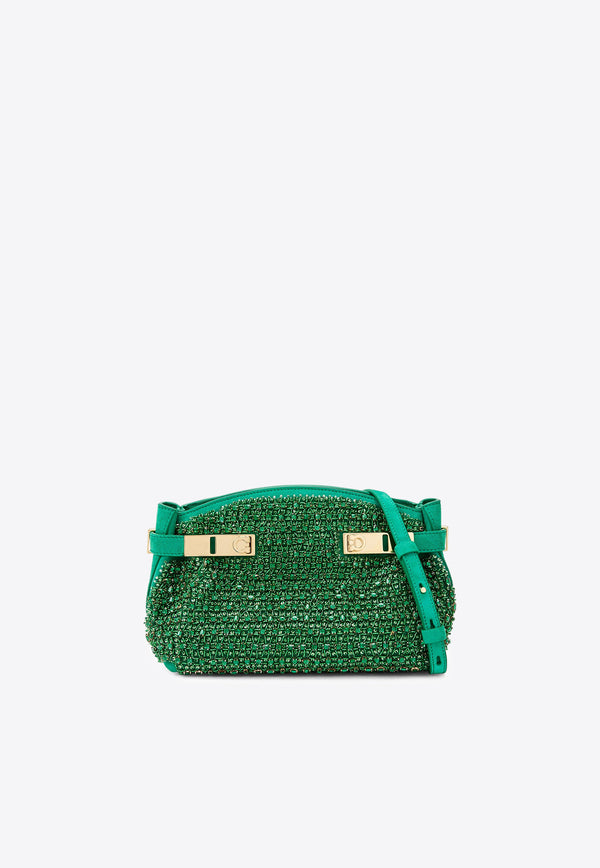 Salvatore Ferragamo Small Hug Crystal-Embellished Pouch 218942 HUG POUCH S 772445 GREEN RM