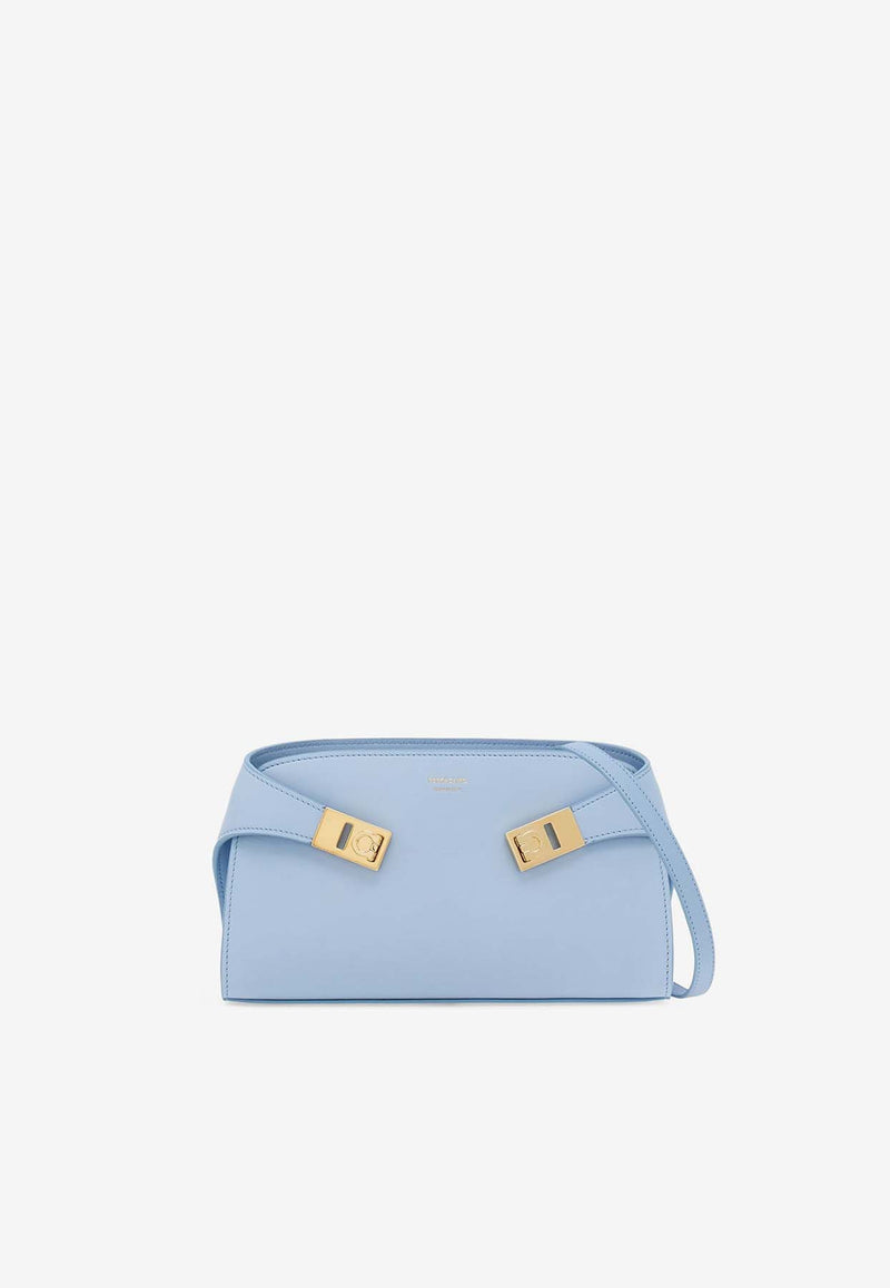 Salvatore Ferragamo Hug Calf Leather Crossbody Bag Sky Blue 218964 HUG CB E/W 774621 SKY BLUE