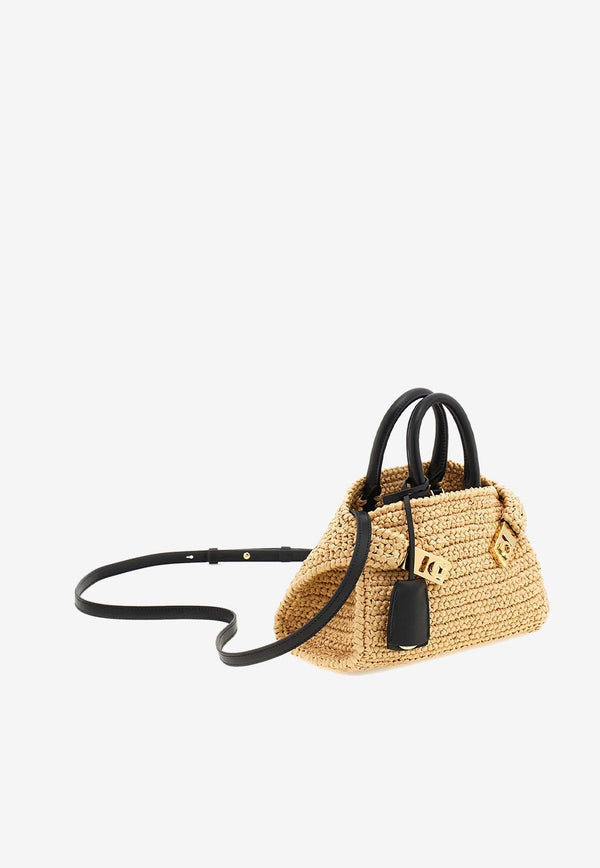 Salvatore Ferragamo Mini Hug Woven-Raffia Top Handle Bag Natural 219397 HUG MINI 773833 NATURALE