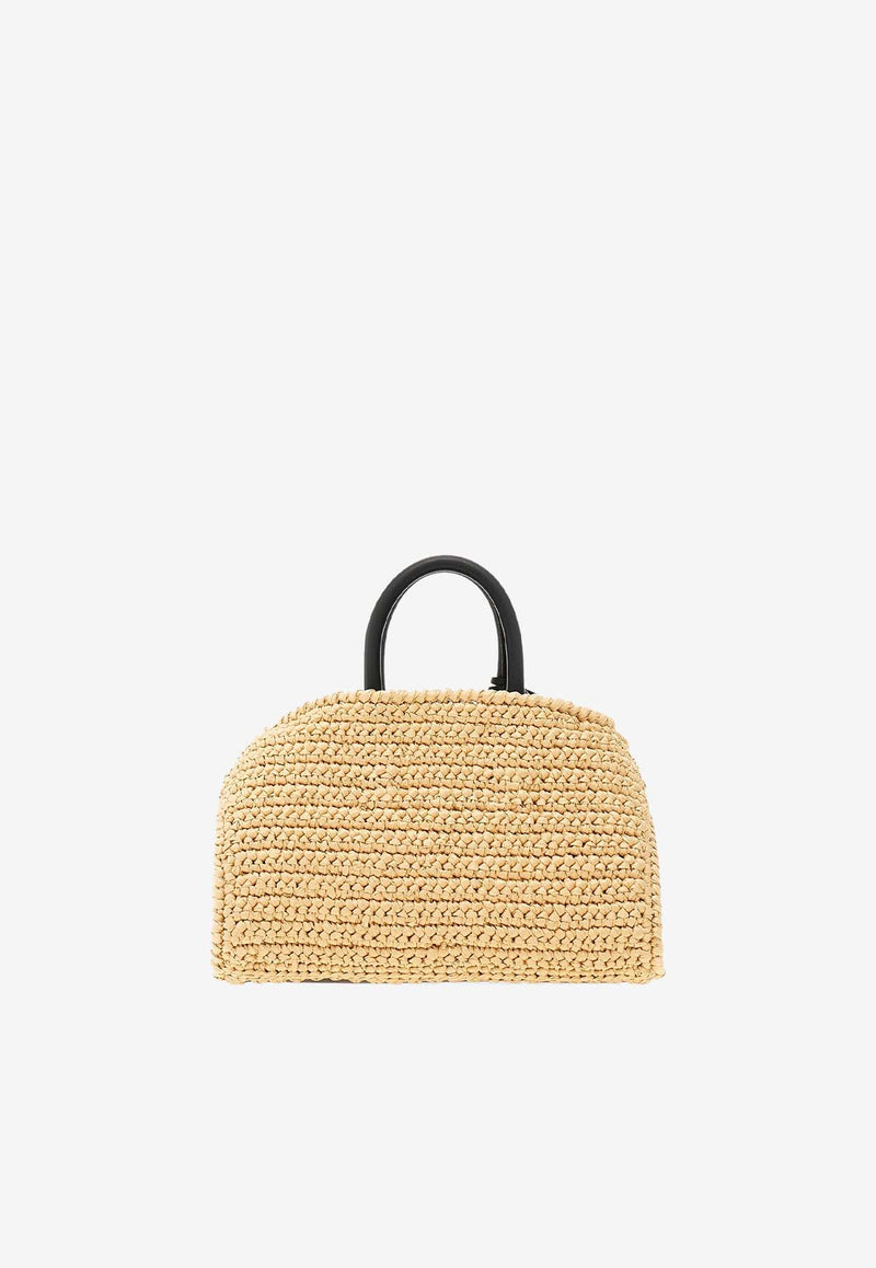 Salvatore Ferragamo Mini Hug Woven-Raffia Top Handle Bag Natural 219397 HUG MINI 773833 NATURALE