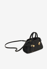 Salvatore Ferragamo Mini Hug Woven-Raffia Top Handle Bag Black 219397 HUG MINI 774168 NERO