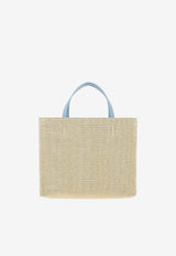 Salvatore Ferragamo Small TT Sign Woven Raffia Tote Bag Natural 219407 TT SIGN S 773815 NATURALE/SKY BLU