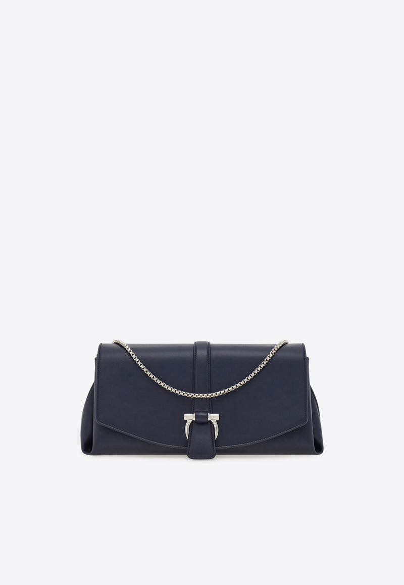 Ferragamo Small Front-Flap Leather Crossbody Bag Navy 219794 FL M 785171 NEW NAVY DKB