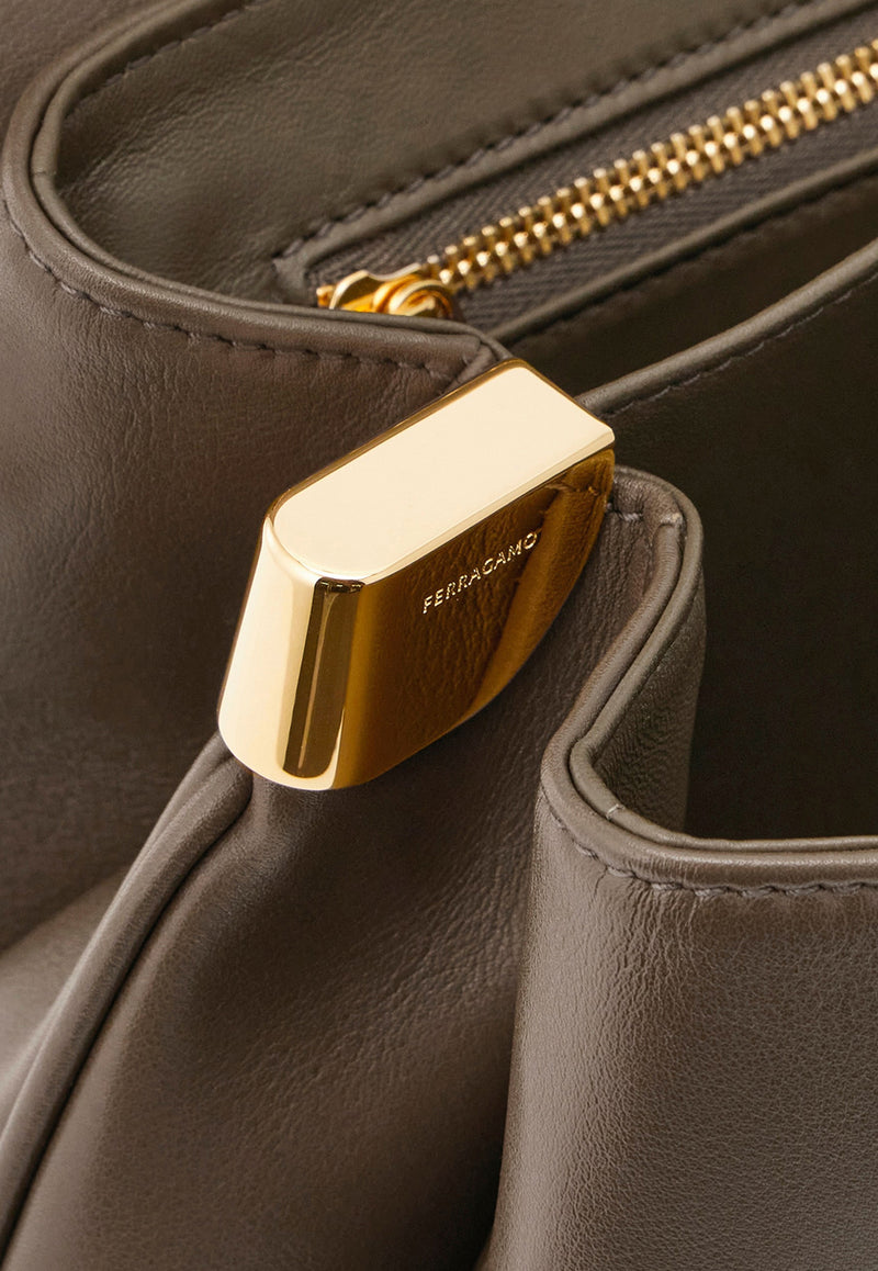 Ferragamo XS Front-Flap Leather Crossbody Bag Brown 219795 FL S 787029 CONCRETE