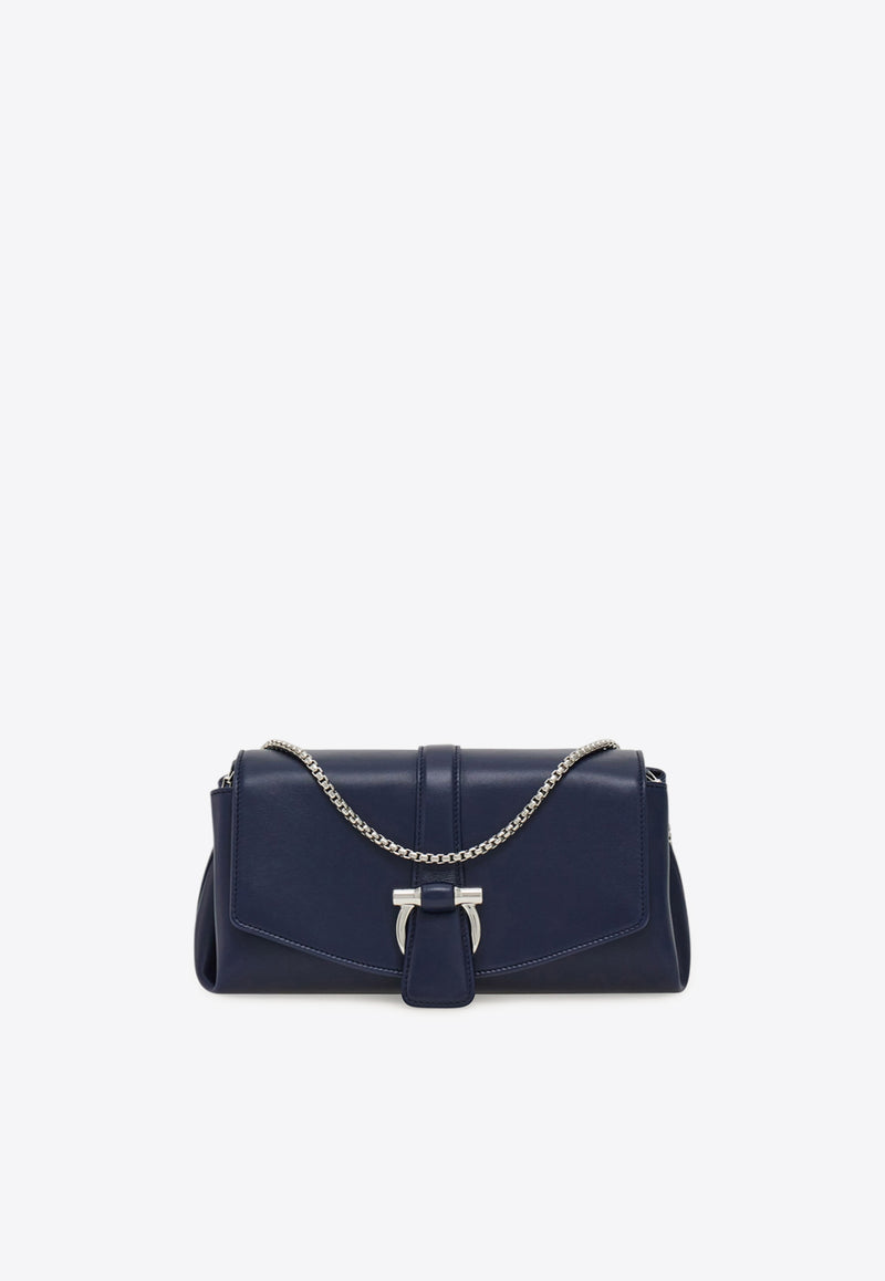 Ferragamo XS Front-Flap Leather Crossbody Bag Navy 219795 FL S 787046 NEW NAVY
