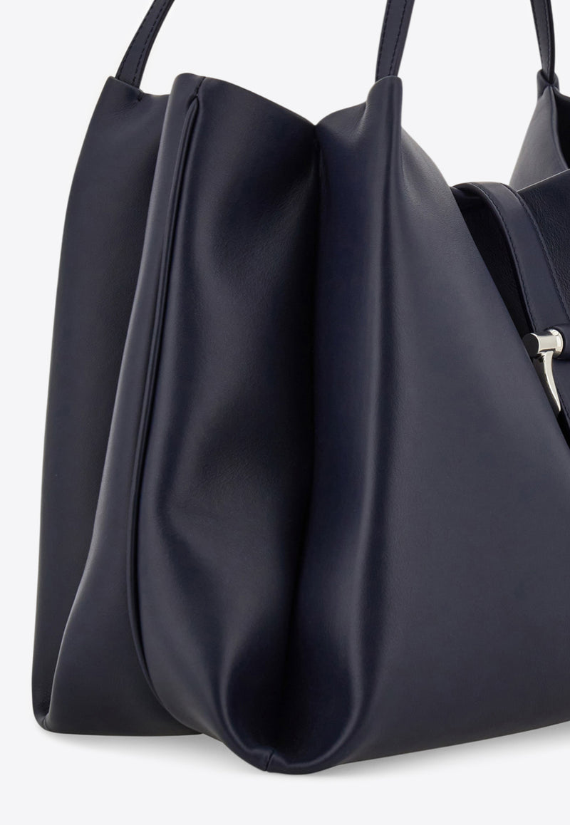 Ferragamo Large Gancini Leather Tote Bag Navy 219804 TOTE M 785176 NEW NAVY