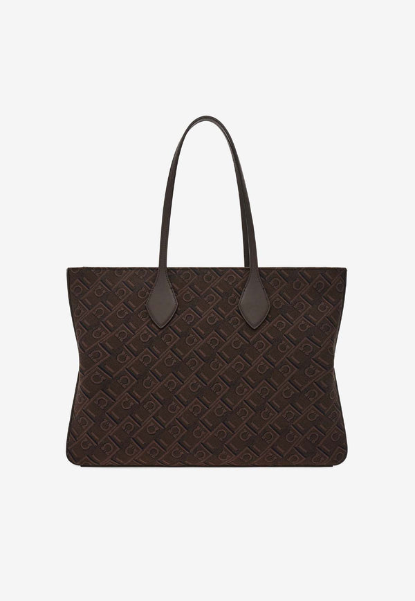 Salvatore Ferragamo Large Star Logo Monogram Tote Bag Brown 219821 STAR TOTE M 779546 ESPRESSO