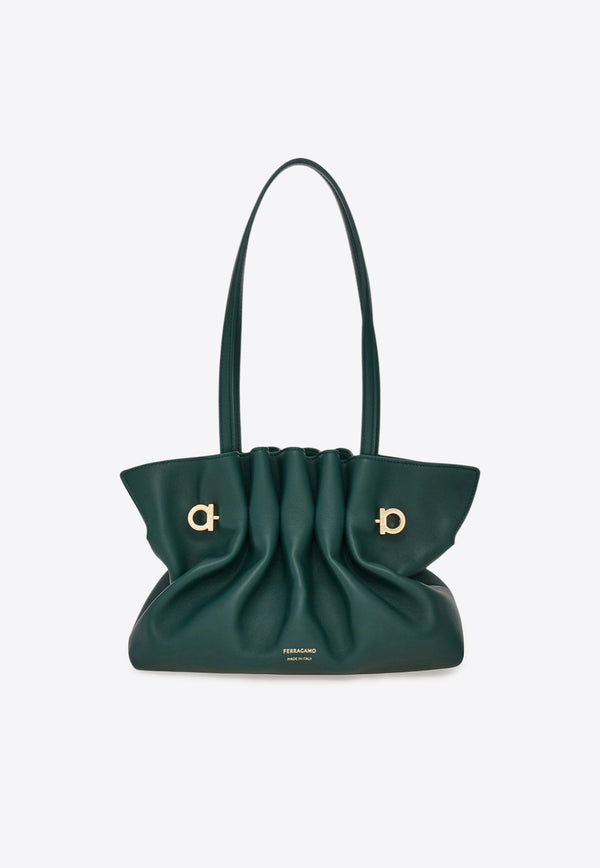 Ferragamo Small Leather Soft Shoulder Bag Moss 219959 SOFT SH S 785053 MOSS