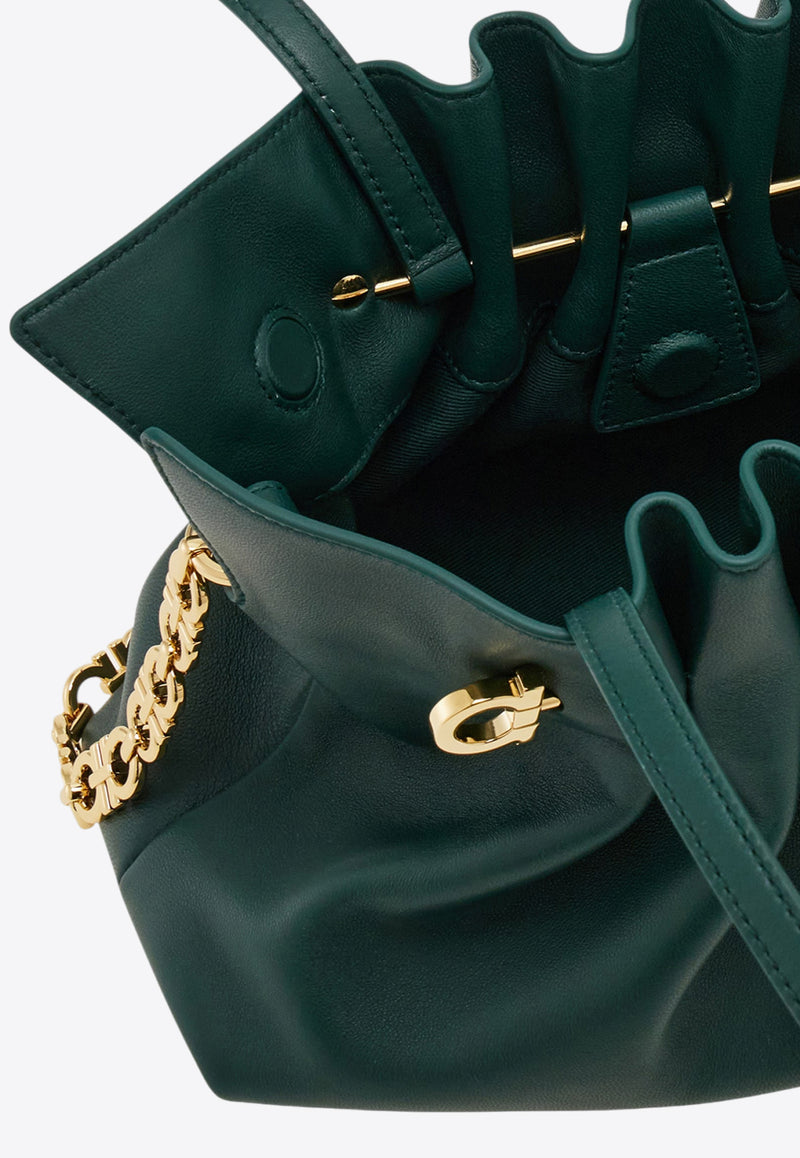 Ferragamo Small Leather Soft Shoulder Bag Moss 219959 SOFT SH S 785053 MOSS