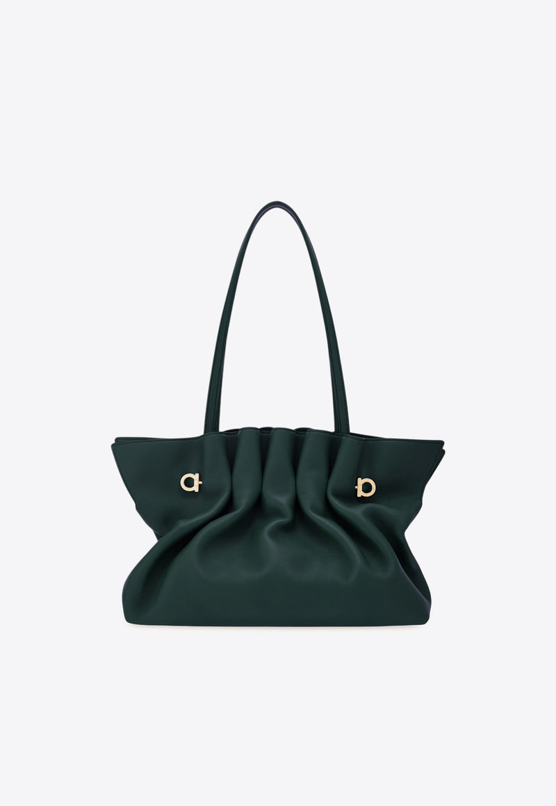 Ferragamo Medium Leather Soft Shoulder Bag Moss 219960 SOFT SH M 785050 MOSS