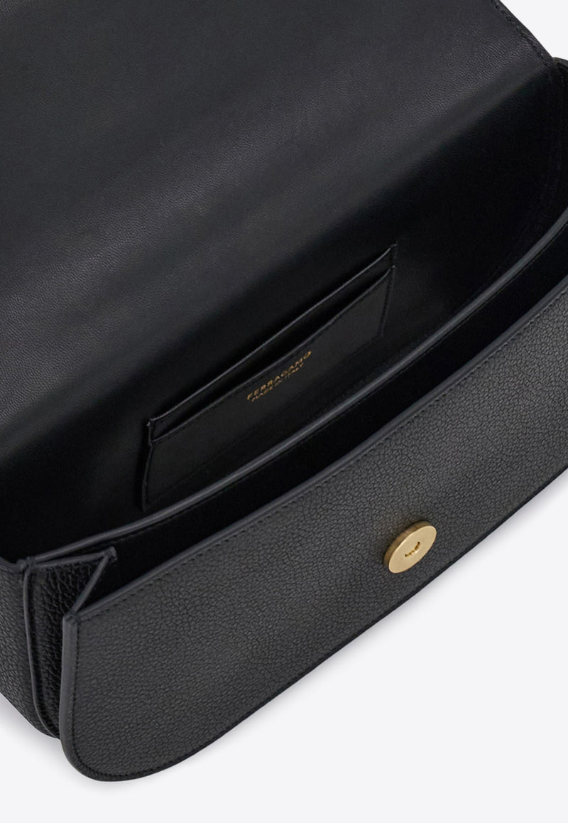 Ferragamo Double Gancini Leather East-West Bag Black 21A073 DOUBLE G E/W 784611 NERO