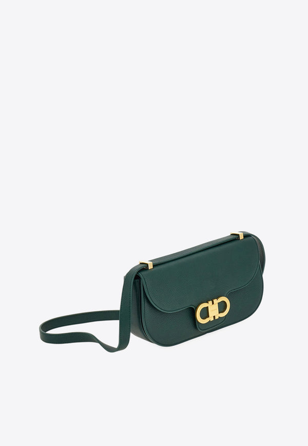 Ferragamo Double Gancini Leather East-West Bag Moss 21A073 DOUBLE G E/W 784612 MOSS