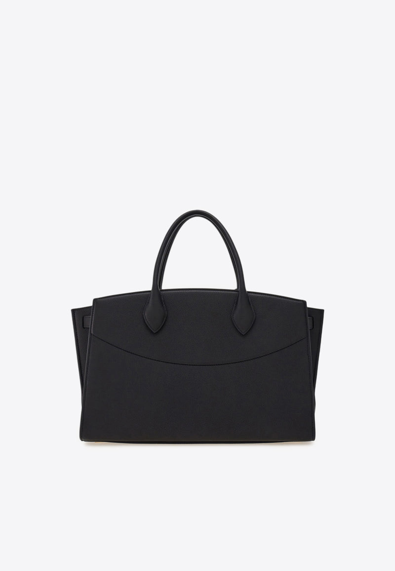 Ferragamo Large Studio Leather Top Handle Bag Black 21A110 ST SOFT L NW 785995 NERO