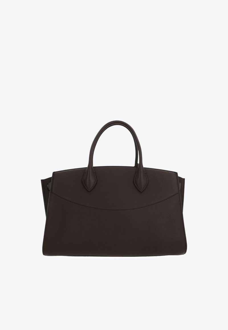 Ferragamo Large Studio Leather Top Handle Bag Brown 21A110 ST SOFT L NW 785996 TESTA DI M