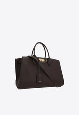 Ferragamo Large Studio Leather Top Handle Bag Brown 21A110 ST SOFT L NW 785996 TESTA DI M