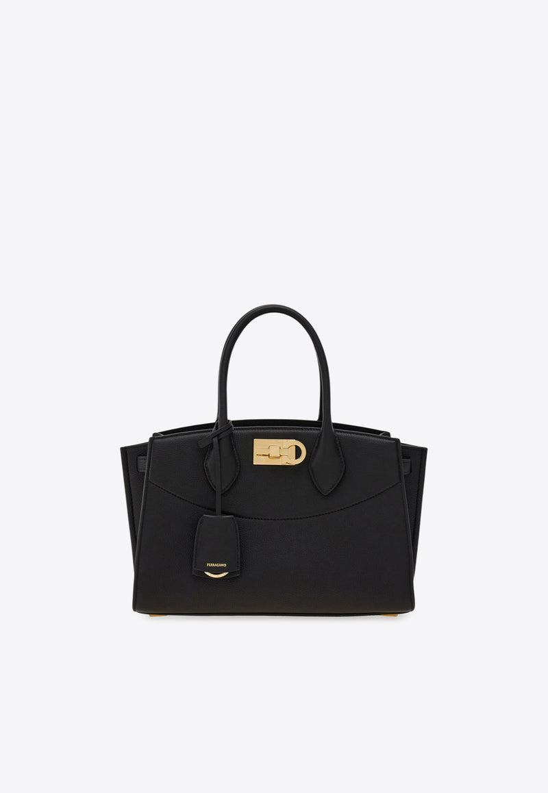 Ferragamo Medium Studio North-West Leather Top Handle Bag Black 21A112 ST SOFT S NW 786166 NERO