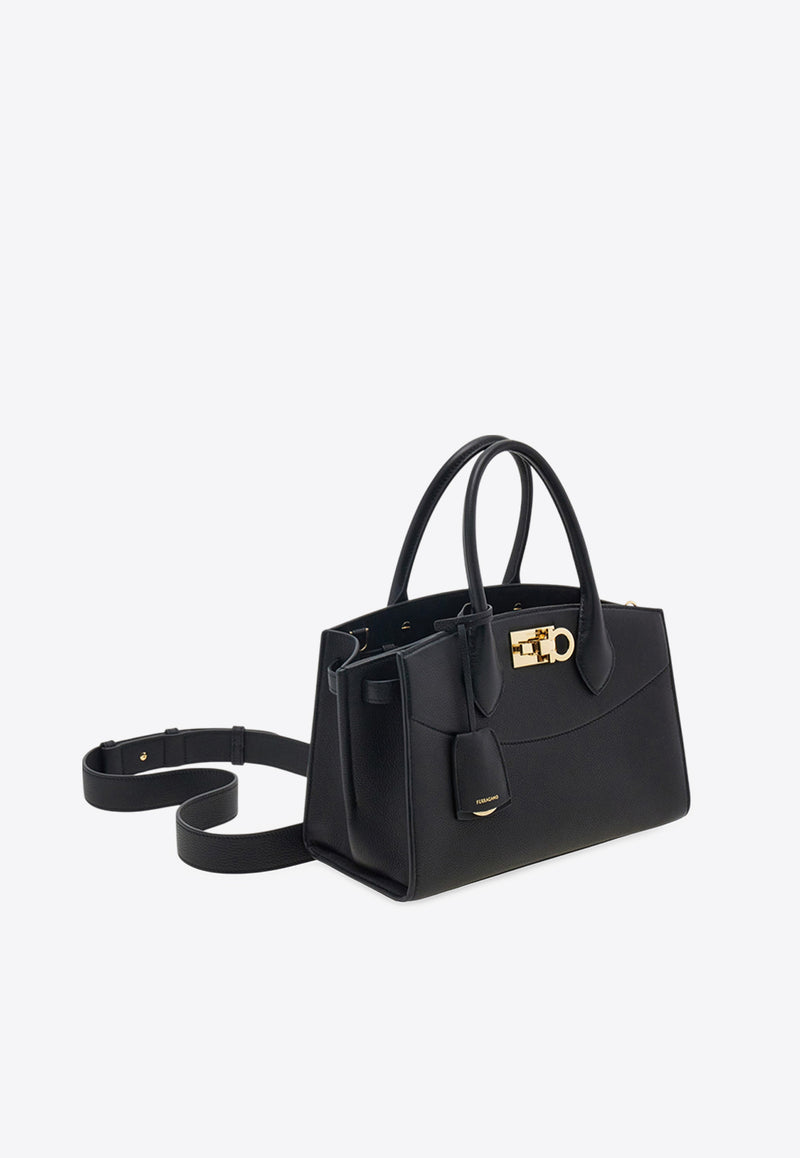 Ferragamo Medium Studio North-West Leather Top Handle Bag Black 21A112 ST SOFT S NW 786166 NERO