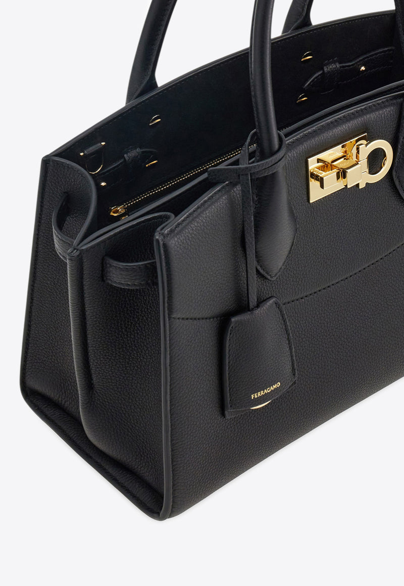 Ferragamo Medium Studio North-West Leather Top Handle Bag Black 21A112 ST SOFT S NW 786166 NERO