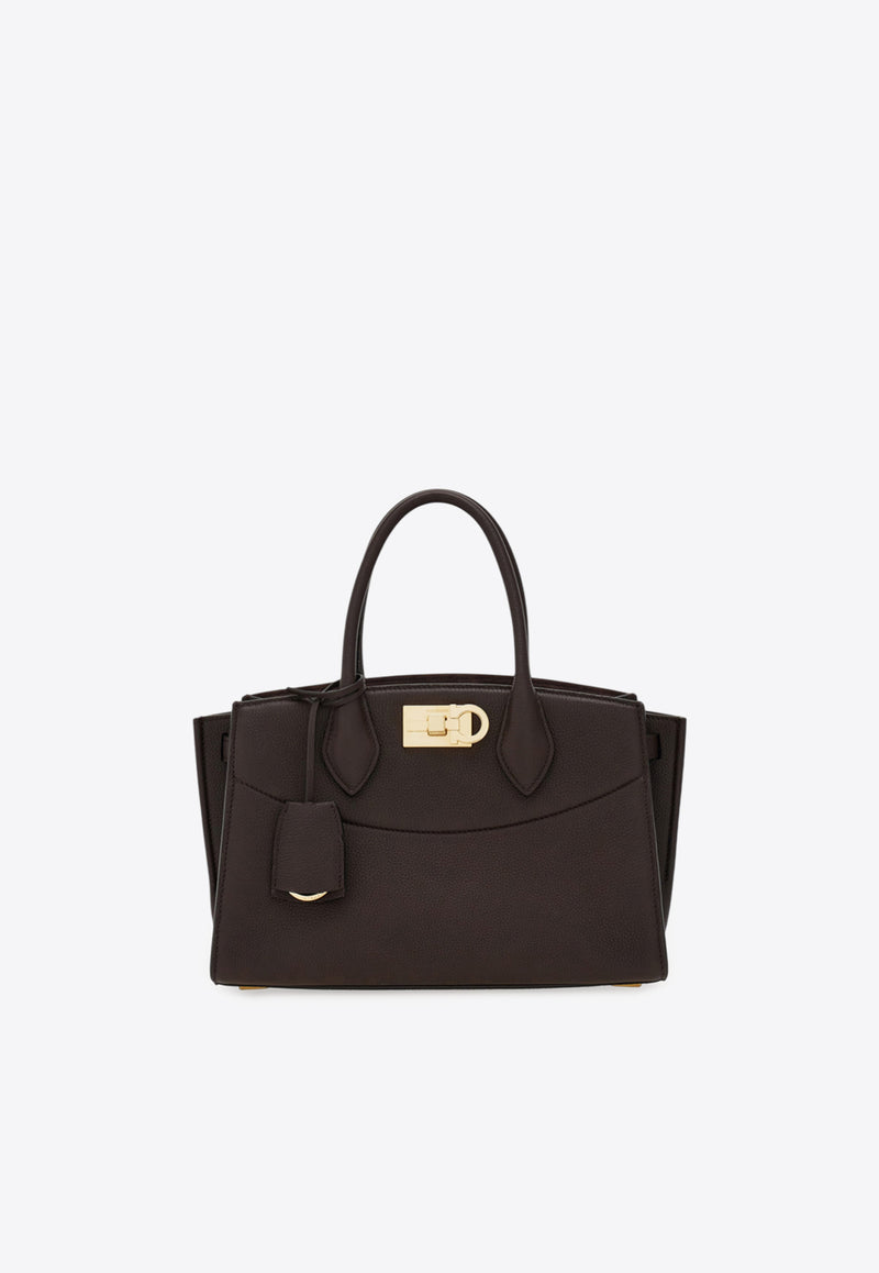 Ferragamo Medium Studio North-West Leather Top Handle Bag Brown 21A112 ST SOFT S NW 786167 TESTA DI M