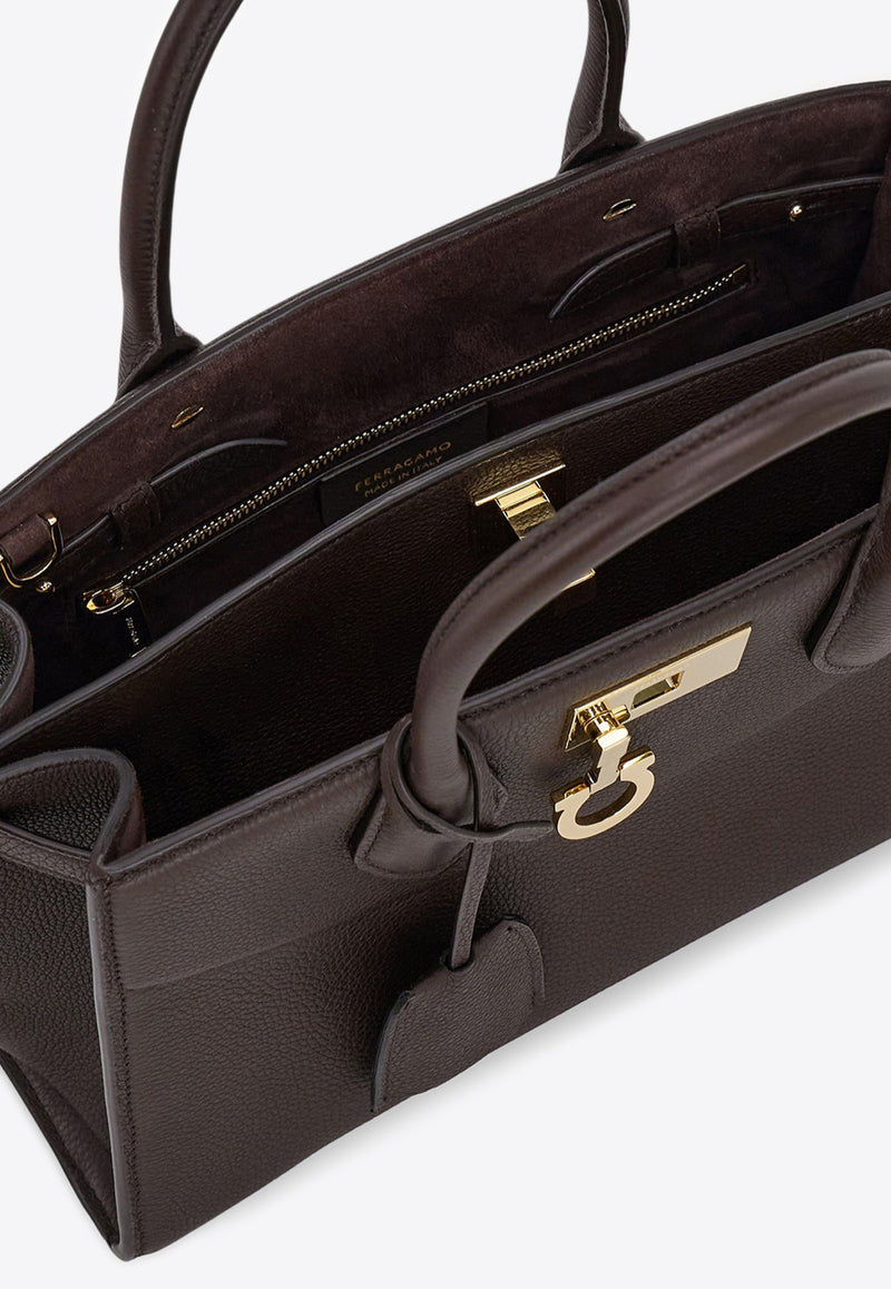 Ferragamo Medium Studio North-West Leather Top Handle Bag Brown 21A112 ST SOFT S NW 786167 TESTA DI M