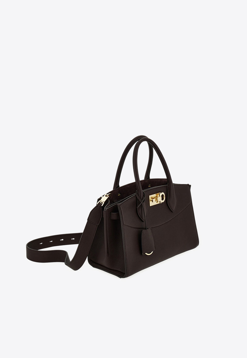 Ferragamo Medium Studio North-West Leather Top Handle Bag Brown 21A112 ST SOFT S NW 786167 TESTA DI M