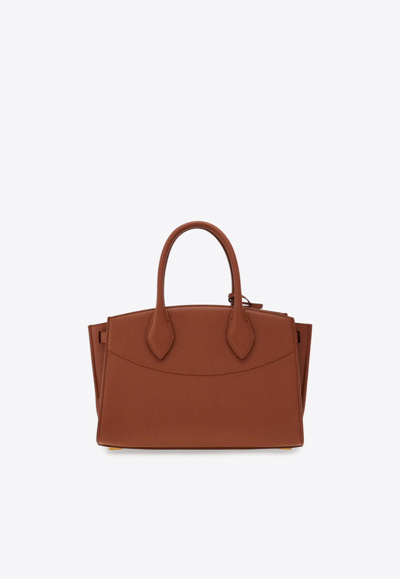 Ferragamo Medium Studio North-West Leather Top Handle Bag Cognac 21A112 ST SOFT S NW 786168 NEW COGNAC