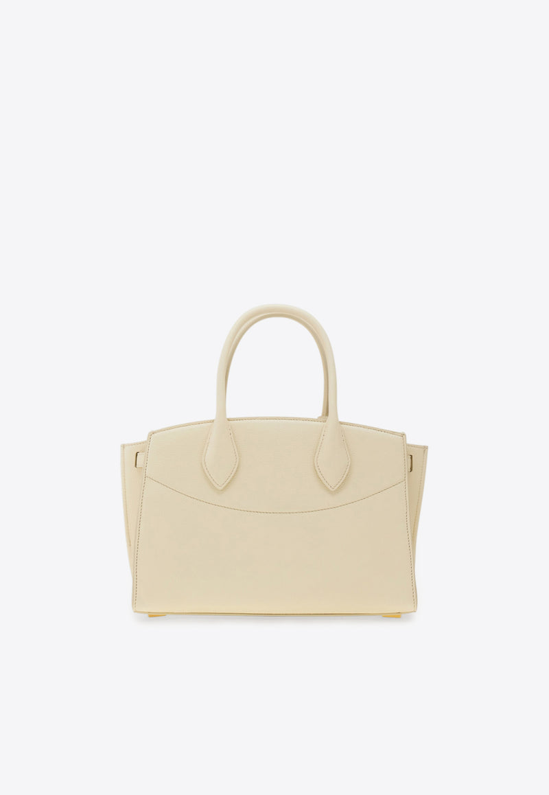 Ferragamo Medium Studio North-West Leather Top Handle Bag Cream 21A112 ST SOFT S NW 786170 MASCARPONE