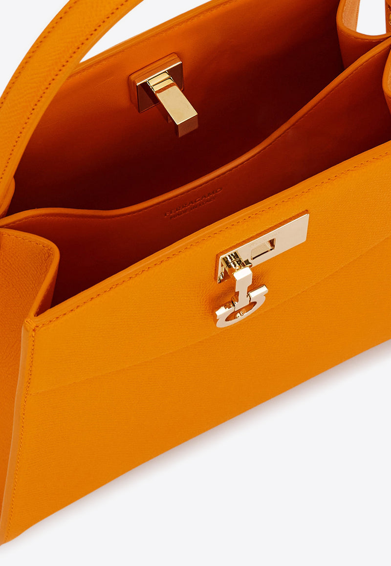 Ferragamo XS Studio Box North/West Top Handle Bag Orange 21A210 ST BOX S NW 786124 TUMERIC