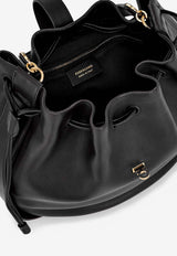 Ferragamo Hug Calf Leather Bucket Bag Black 21A549 HUG DS 790559 NERO