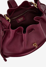 Ferragamo Hug Calf Leather Bucket Bag Plum 21A549 HUG DS 790560 PLUM