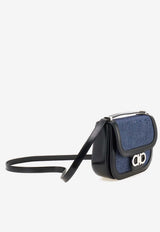 Ferragamo XS Double Gancini Denim Crossbody Bag Blue 21A578 DOUBLE G FL 789988 DENIM/WHITE